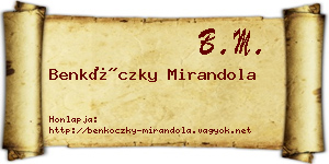 Benkóczky Mirandola névjegykártya